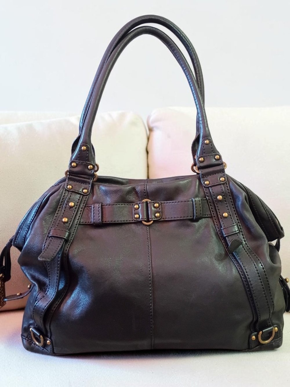 Vintage Lockheart Matte Black Leather Bag